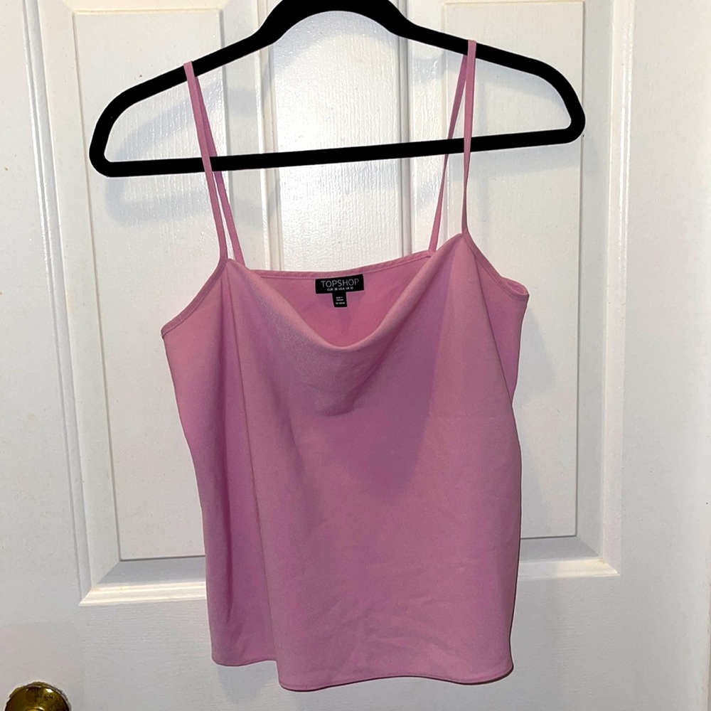 TOPSHOP Cowl Neck Light Pink Tank Top